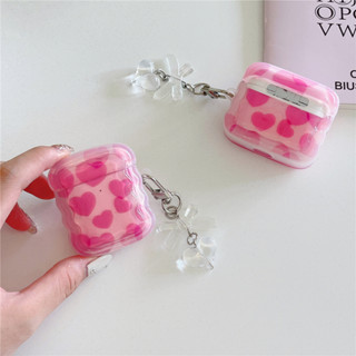 เคสหูฟัง จี้รูปหัวใจน่ารัก สีชมพูกุหลาบ สําหรับ Apple AirPods 3 Pro Air pod 1 2