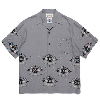 เสื้อเชิ้ตลําลอง คอปก พิมพ์ลายแมงมุม WACKO MARIA สีเหลือง สีเขียว สีเทา เหมาะกับฤดูร้อน สําหรับผู้ชาย และผู้หญิง 2023