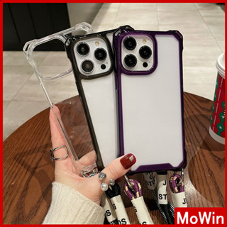 Mowin - เข้ากันได้สำหรับ เคสไอโฟน เคสไอโฟน11 เคส iphone 11 เชือกเส้นเล็กสี่มุมกรณีปกติ เคสกันกระแทกพร้อมรูสร้อยข้อมือ Lanyard อะคริลิคใสเข้ากันได้กับ iPhone 13 Pro Max iPhone 12 Pro Max 11 XR XS