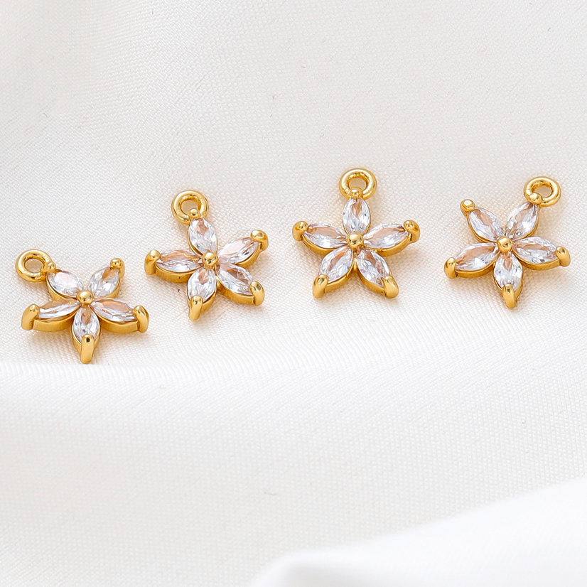 St. kunkka 2 ชิ้นจี้เพทายดอกไม้ 18K ไม่ซีดจาง ไม่ทําให้เกิดอาการแพ้ สําหรับทําสร้อยคอ สร้อยข้อมือ DIY — صورة 5