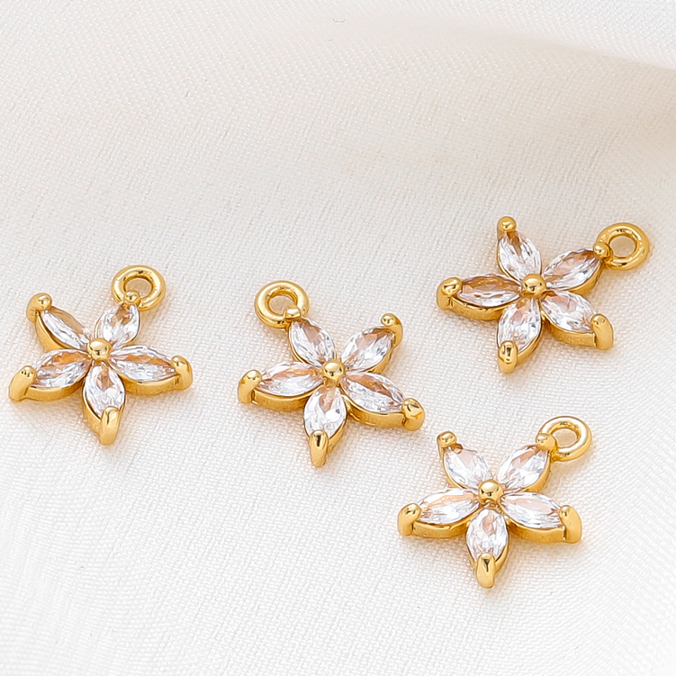 St. kunkka 2 ชิ้นจี้เพทายดอกไม้ 18K ไม่ซีดจาง ไม่ทําให้เกิดอาการแพ้ สําหรับทําสร้อยคอ สร้อยข้อมือ DIY — صورة 6