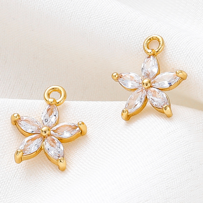 St. kunkka 2 ชิ้นจี้เพทายดอกไม้ 18K ไม่ซีดจาง ไม่ทําให้เกิดอาการแพ้ สําหรับทําสร้อยคอ สร้อยข้อมือ DIY — صورة 7