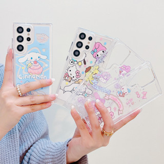 การ์ตูน น่ารัก Hello Kitty เมโลดี้ เคส Samsung Galaxy S23 Ultra S22 Ultra S22 S23 Plus + A54 A34 A14 A53 5G Case ใหม่ เปลือกอวกาศ โปร่งใสและไม่เหลือง ป้องกันการตก TPU อ่อนนุ่ม เคส