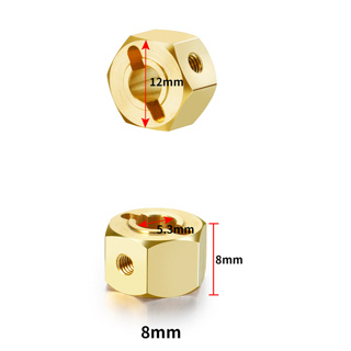 ใหม่ อะแดปเตอร์ขยายดุมล้อ แกนหกเหลี่ยม ทองเหลือง หนา 8/10 มม. 12 มม. อะไหล่อัพเกรด สําหรับรถไต่หินบังคับ 1/10 Redcat GEN8