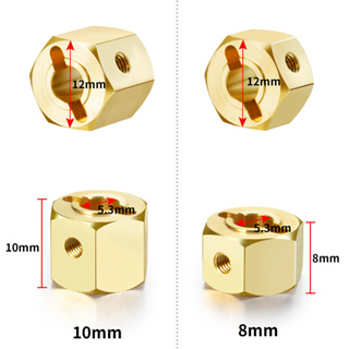 อะแดปเตอร์ขยายดุมล้อ แกนหกเหลี่ยม ทองเหลือง หนา 8/10 มม. 12 มม. สําหรับอัพเกรดรถไต่หินบังคับ 1/10 Redcat GEN8 4 ชิ้น ต่อชุด