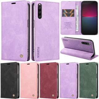 เคสโทรศัพท์หนัง Pu นิ่ม ฝาพับแม่เหล็ก พร้อมช่องใส่บัตร หรูหรา สําหรับ Sony Xperia 1 IV 10 IV 5 IV 1 V 10 V