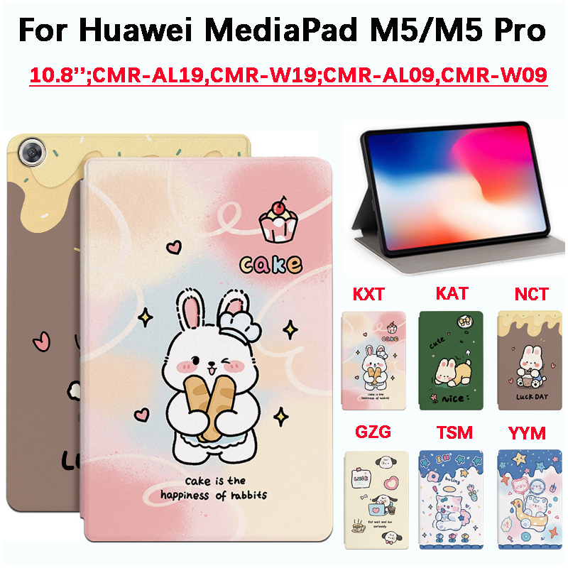 ใหม่ เคสแท็บเล็ต PC หนัง PU ลายกระต่ายน่ารัก คุณภาพสูง สําหรับ Huawei MediaPad M5 10.8 นิ้ว 2018 CMR-AL09,CMR-W09 M5 Pro 10.8 นิ้ว CMR-AL19,CMR-W19