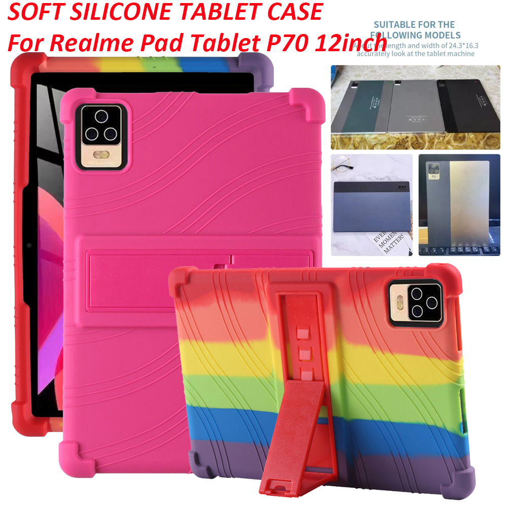 เคสแท็บเล็ต ซิลิโคนนิ่ม พร้อมขาตั้ง สําหรับ Realme Pad P70 Plus 11.6 12.0 นิ้ว P70