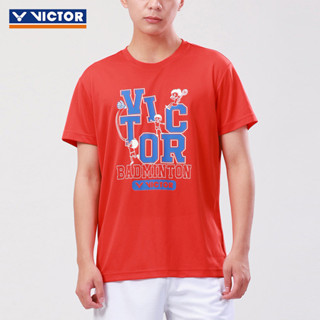 เสื้อยืดแขนสั้น พิมพ์ลาย Victor แบบแห้งเร็ว ระบายอากาศได้ดี สําหรับผู้ชาย และผู้หญิง เหมาะกับการเล่นแบดมินตัน