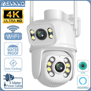 Evkvo กล้องวงจรปิดรักษาความปลอดภัย 8MP 4K Dual Lens Alexa Wifi PTZ หน้าจอคู่ Ai กันน้ํา ติดตามอัตโนมัติ ตรวจจับมนุษย์ กลางแจ้ง IP กล้องวิดีโอ บ้าน กล้องวงจรปิด กล้องรักษาความปลอดภัย iCsee App