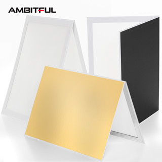 AMBITFUL ขนาด A3 สีดํา สีขาว สีเหลือง 3 in 1 แผ่นกระดาษแข็ง พื้นหลัง แบบหนา พับได้ สีขาว สําหรับถ่ายภาพสตูดิโอ