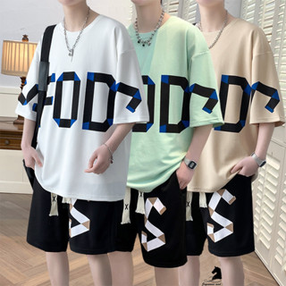 สินค้าใหม่ ชุดเสื้อแขนสั้น คอกลม กางเกงขาสั้น สองชิ้น แฟชั่นฤดูร้อน