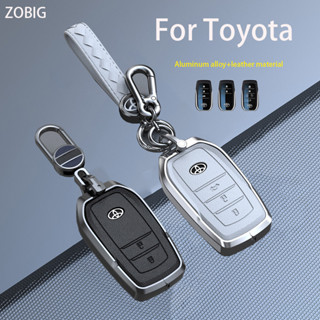 Zobig เคสกุญแจรีโมทรถยนต์หนัง พร้อมพวงกุญแจ สําหรับ Toyota Land Cruiser Fortuner Venza RAV4 Prime Sienna Hilux