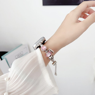 สายนาฬิกาข้อมือ โลหะ ประดับลูกปัด สไตล์เรโทร แฟชั่นสําหรับผู้หญิง Iwatch 8 76543SE 45 มม.