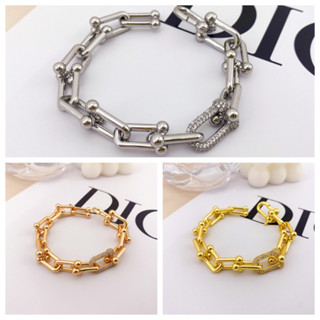 พร้อมส่ง สร้อยข้อมือไม้ไผ่ ชุบทอง 18K ประดับเพชร ไม่จางหาย ระดับไฮเอนด์