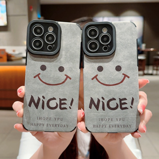 เคสโทรศัพท์มือถือหนังแกะ กันกระแทก ลายหน้ายิ้มน่ารัก สําหรับ iPhone 12 12 pro 12 pro max 13 13 pro 13 pro max 14 14 plus 14 pro 14 pro max