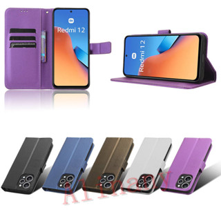 Flip Case Redmi 12 เคส PU Leather Case เคสโทรศัพท์ Stand Wallet เคสมือถือ Redmi12 Back Cover