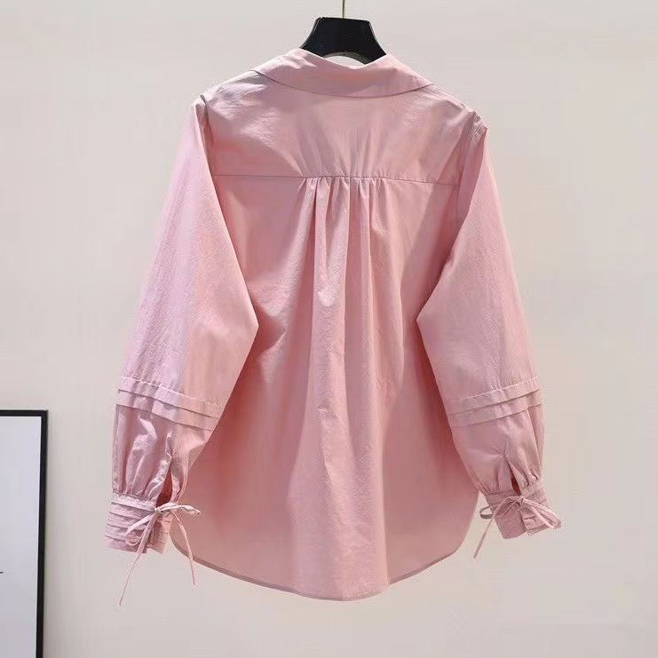 เสื้อเชิ้ตแขนยาว ผ้าฝ้าย ทรงหลวม สไตล์เกาหลี สําหรับผู้หญิง