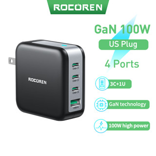 Rocoren ที่ชาร์จโทรศัพท์มือถือ 100W GaN PD QC 4.0 3.0 USB Type C ชาร์จเร็ว สําหรับ iPhone 15 14 13 12 Pro Max Macbook