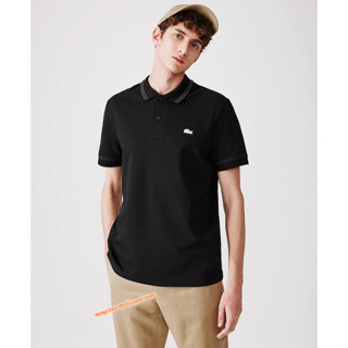 Lacoste เสื้อโปโล แขนสั้น ผ้าฝ้าย สีดํา แฟชั่นสําหรับผู้ชาย