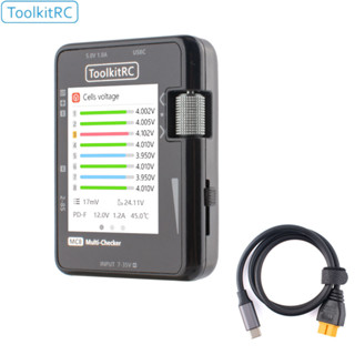 Toolkitrc MC8 เครื่องตรวจสอบเซลล์ ขนาดเล็ก 32 บิต เอาท์พุต PWM PPM SBUS พร้อม USB-C ชาร์จเร็ว