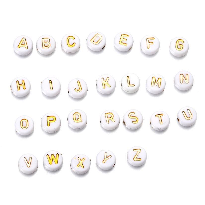 St.kunkka 100 ชิ้น/แพ็ค 7 มม.ลูกปัดตัวอักษรลูกปัดสร้อยคอสร้อยข้อมือ DIY