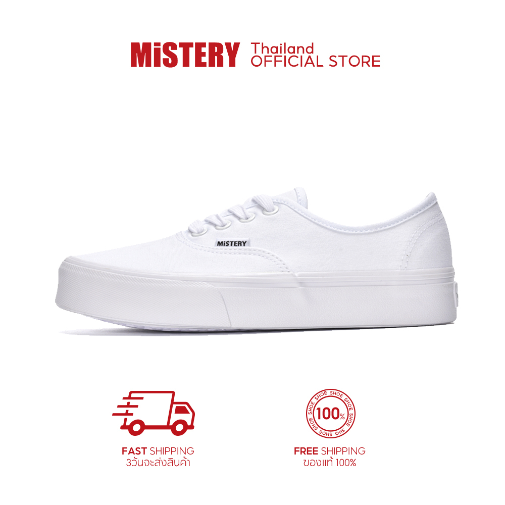 MISTERY รองเท้าผ้าใบ สีขาว สําหรับผู้หญิงว รุ่น DEW สีขาว（MIS-669）