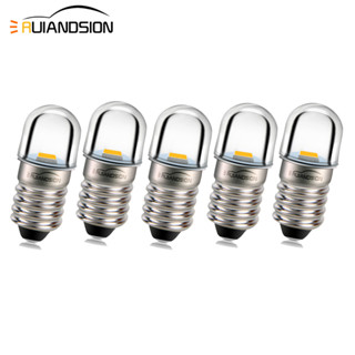 Ruiandsion หลอดไฟ LED 1W E10 BA9S 110V 220V สีขาวอบอุ่น พลังงานต่ํา 5 ชิ้น