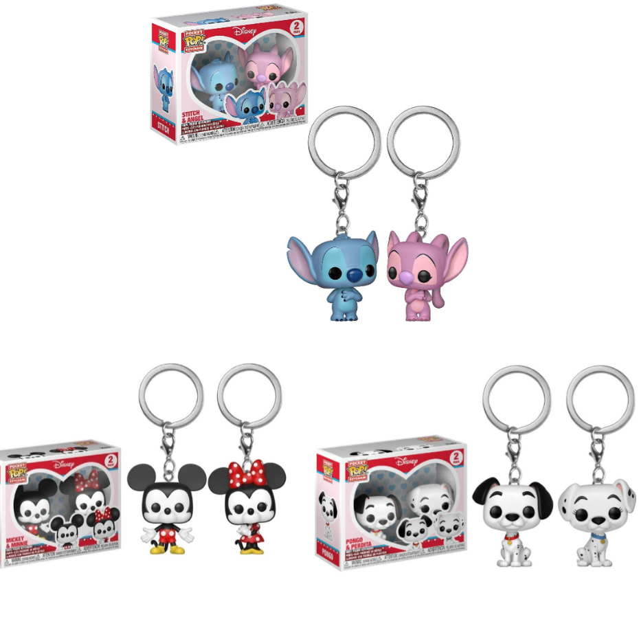 Funko Pop! พวงกุญแจ ตุ๊กตาฟิกเกอร์ Disney Stitch Mickey Mouse 101 Dalmatians ของเล่นสําหรับเด็ก