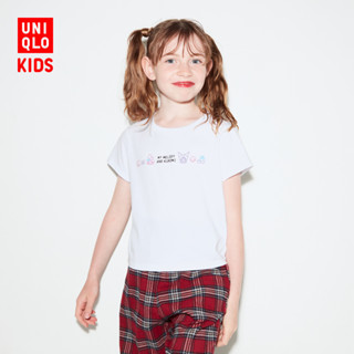 Uniqlos เสื้อยืดแขนสั้น ผ้าฝ้าย พิมพ์ลาย สําหรับเด็กผู้ชาย และเด็กผู้หญิง