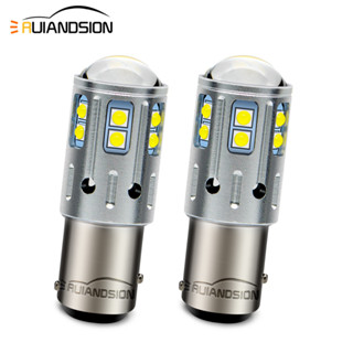 Ruiandsion หลอดไฟเลี้ยว LED 10-80V 1156 BA15S 1157 BAY15D 7443 T20 สีเหลืองอําพัน สีขาว 2 ชิ้น