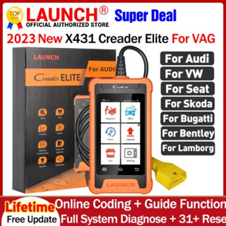 Launch X431 Creader Elite เครื่องมือวิเคราะห์ OBD2 ระบบเต็มรูปแบบ สําหรับ VAG การเข้ารหัสออนไลน์ Active Test 31+ รีเซ็ตเครื่องสแกนยานยนต์ อัพเกรดฟรีตลอดชีวิต