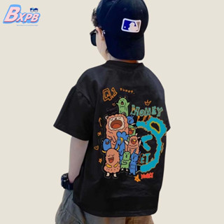 Bxpb เสื้อยืดลําลอง ผ้าฝ้าย แขนสั้น ระบายอากาศ ทรงหลวม ลายการ์ตูน ใส่สบาย เหมาะกับฤดูร้อน สําหรับเด็กผู้ชาย 100-160 ซม.