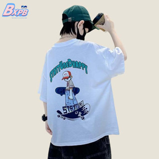 Bxpb เสื้อยืดลําลอง ผ้าฝ้าย แขนสั้น ระบายอากาศ ทรงหลวม ลายการ์ตูน ใส่สบาย เหมาะกับฤดูร้อน สําหรับเด็กผู้ชาย 100-160 ซม.