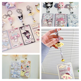 SANRIO ซองใส่บัตร แบบแข็ง ลายการ์ตูนอนิเมะ Cinnamoroll Kuromi Melody พร้อมจี้ สําหรับบัตรมหาวิทยาลัย บัตรรถบัส