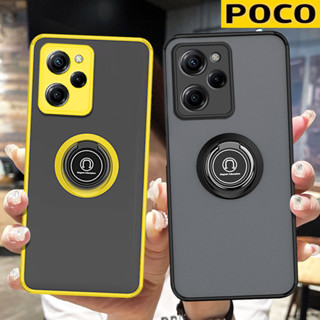 Poco X5 Pro Poco X4 Pro Poco X3 Pro X3 NFC X3 GT X4 GT Poco F5 Pro F4 GT M4 Pro เคสโทรศัพท์กันกระแทกเคลือบด้านโปร่งแสงพร้อมขาตั้งโลหะ