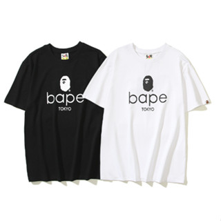 BAPEe แฟชั่นเสื้อยืดแขนสั้นลําลองคอกลมสไตล์ใหม่สําหรับผู้ชายและผู้หญิง