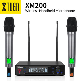 Xtuga XM200 ระบบไมโครโฟนไร้สาย UHF 2 ช่องสัญญาณ ความถี่ปรับได้ โลหะทั้งชิ้น