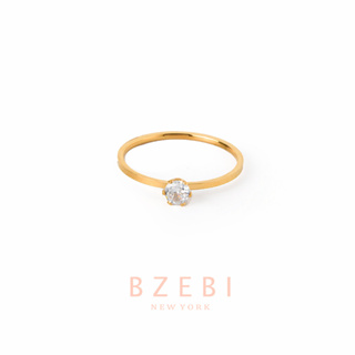 Bzebi แหวนเพชร ทอง 18k ปรับได้ ป้องกันสนิม สไตล์เกาหลี เครื่องประดับแฟชั่น สําหรับผู้หญิง เครื่องประดับพรีเมี่ยม ของขวัญวันเกิด พร้อมกล่อง 1104r