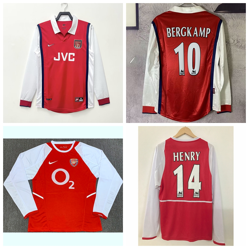 1998-99 02-04 Season Arsenal Retro Home เสื้อแขนยาวฟุตบอล Henry Bergkamp เสื้อ