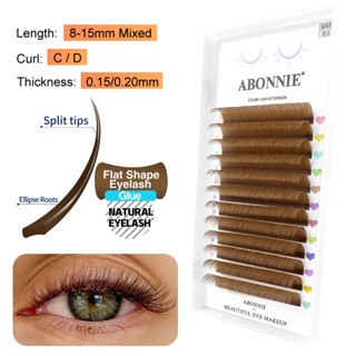 Abonnie ขนตาปลอมขยายดวงตา สีน้ําตาลอ่อน แบน รูปไข่
