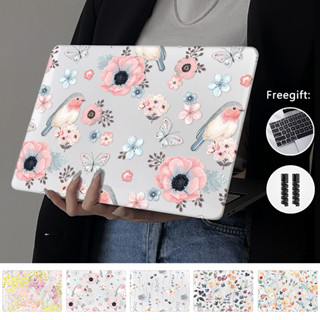 เคสคีย์บอร์ด ลายดอกไม้ พร้อมตัวป้องกันสายเคเบิล สําหรับ Macbook M2 Air13 15 นิ้ว A2681 A2941 Pro13 14 16 นิ้ว A2338 A2779 A2780 A2442 A2485 Pro15 A1707 A1990 Retina