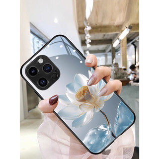 Dmy เคสกระจกนิรภัย ลายดอกไม้ สําหรับ iphone 14 pro 13 mini 11 pro max 12 XS max X XR 7 plus 8 6 6s plus