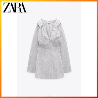 Zara ชุดเดรสสั้น ลายทาง สําหรับผู้หญิง 2674242 712