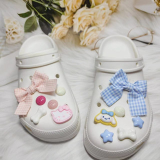 6 ชิ้น / เซต Croc Charm การ์ตูนโบว์ Cinnamoroll Kitty ชุด Jibz สวน รองเท้าผู้หญิง รองเท้าพินอุปกรณ์เสริม