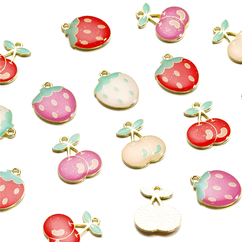 St. kunkka จี้สตรอเบอร์รี่อัลลอย รูปเชอร์รี่ สําหรับทําเครื่องประดับ สร้อยคอ DIY 4 ชิ้น
