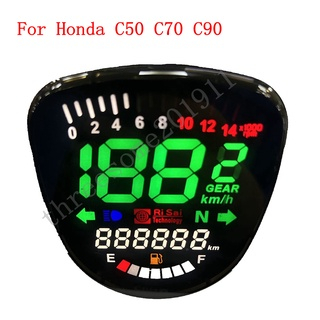 เครื่องวัดความเร็วรอบเครื่องยนต์ดิจิทัล LED สําหรับรถจักรยานยนต์ Honda C50 C70 C90