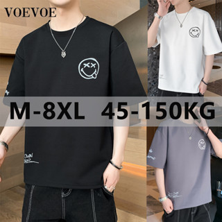 เสื้อยืดแขนสั้นลําลอง ทรงหลวม พิมพ์ลาย VOEVOE พลัสไซซ์ แฟชั่นสําหรับผู้ชาย ไซซ์ M - 8XL