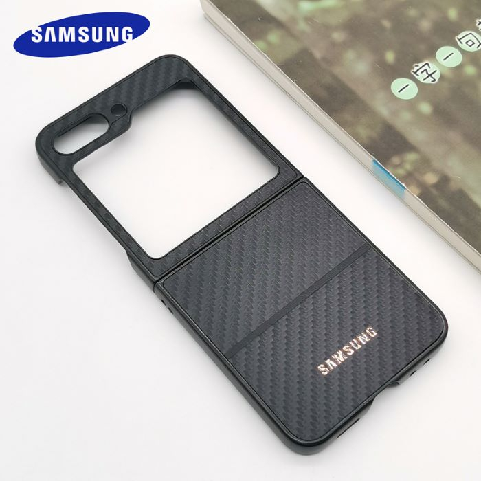 สําหรับ Samsung Galaxy Z Flip5 เคส บางเฉียบ ป้องกันเต็มรูปแบบ คาร์บอนไฟเบอร์ ฝาพับ เคสโทรศัพท์ หรูหรา