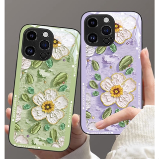 Dmy เคสกระจกนิรภัย ลายดอกไม้ สําหรับ iphone 14 pro max 12 mini 11 pro 13 8 plus 6s 7 8 plus XS max XR X